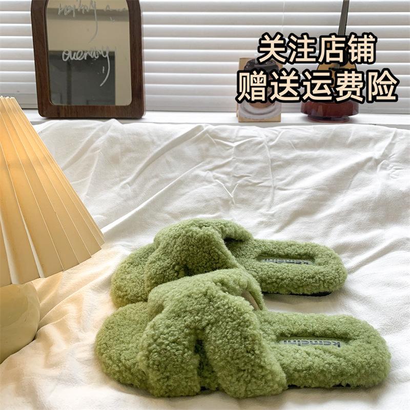 [Uncle Shoes] Comfortable Autumn and Winter Retro 2025 Flat-bottomed Maternity Feeling New Slippers for Women To Wear French Hair Drag Height