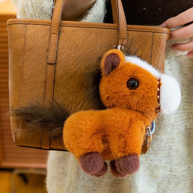 Plüschpferd Kuscheltier Schlüsselanhänger Weicher Pferde Schlüsselanhänger Taschenanhänger für Rucksack, Geldbörse und Handtaschen Niedlicher Tier Schlüsselanhänger
