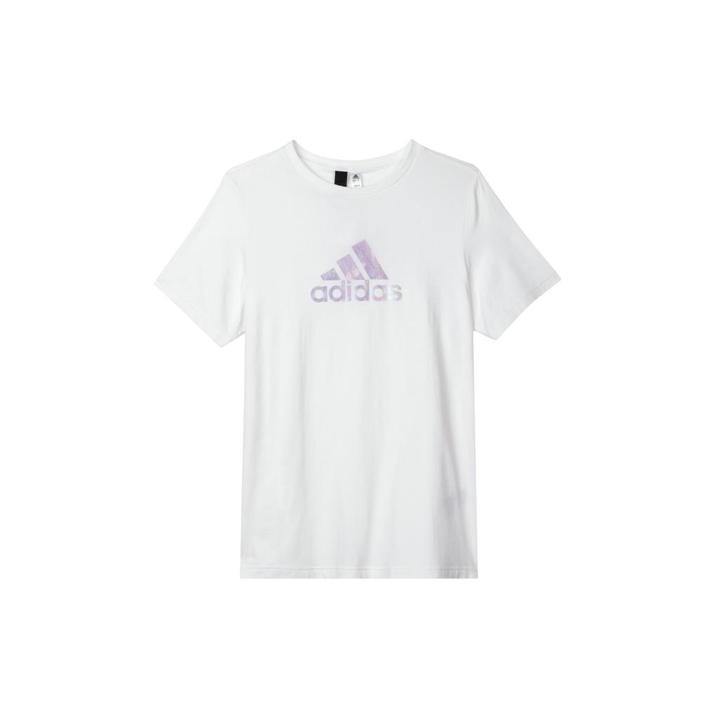 Adidas Printed Logo Cotton Crew Neck T-Shirt Women Tops White HM7045