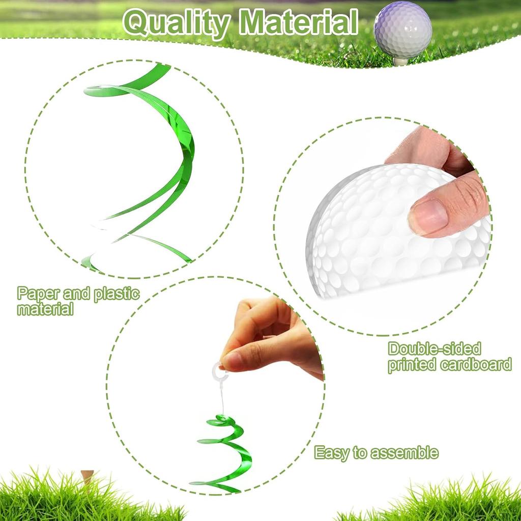 48Pcs Golf Party Decorations Hanging Swirls, Golf Theme Party Supplies Birthday Golf Sports Cutouts Foil Streamers Wall Ceiling Hanging Spirals Decor