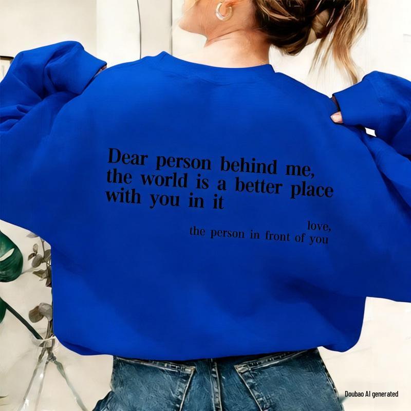 You Are Enough Casual Round Neck Long Sleeve Printed Plus Velvet Hoodie