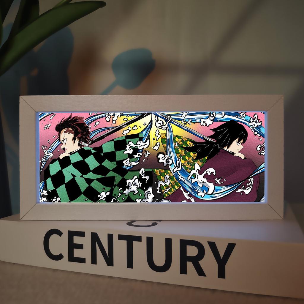 Demon Slayer Picture Frame Night Light Bedside Table Decor Nezuko Anime Peripheral Figures Ornaments Cartoon Lamp Birthday Gifts