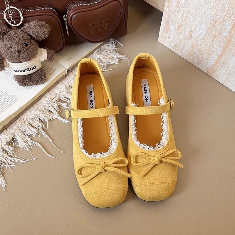 Herbst zarte Schleife Mary Jane Einzel-Schuhe neue weiche Sohle Ballettschuhe Französische Freizeitschuhe