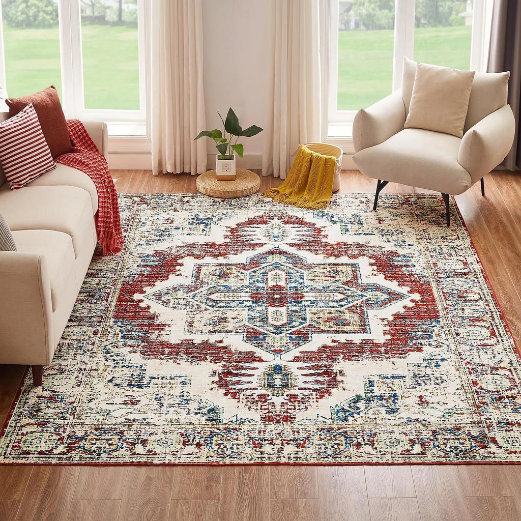 Persian National Style Carpet Retro Nordic Light Deluxe Bedroom Living Room Fully Covered with Imitation Cashmere Carpet