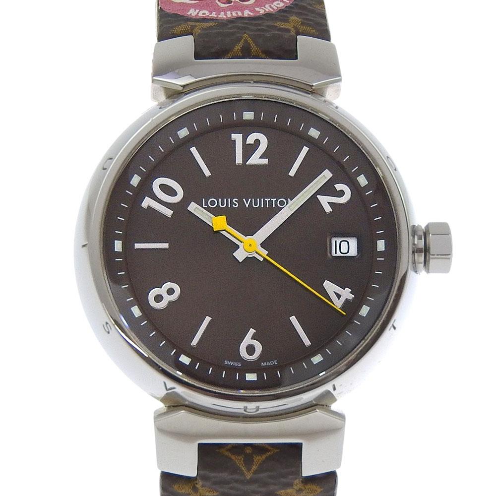 Louis Vuitton Tambour Watches Q1311 BrownDial Stainless Steel/leather Quartz Analog Display Unisex Used