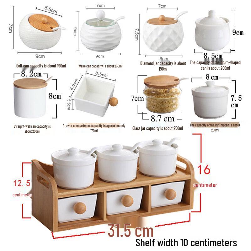 HUALEAI Ceramic Seasoning Jar Set