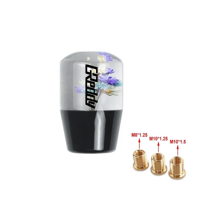 JDM Interior Car Racing Gear Stick Shifter Lever Clear Underwater Flower Design Crystal Resin Gear Shift Knob GReddy Real Flower