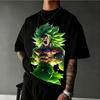 Summer Dragon Ball T-shirt Burli Super Saiyan Green Neon Burst Style Retro Vintage Pattern Cotton