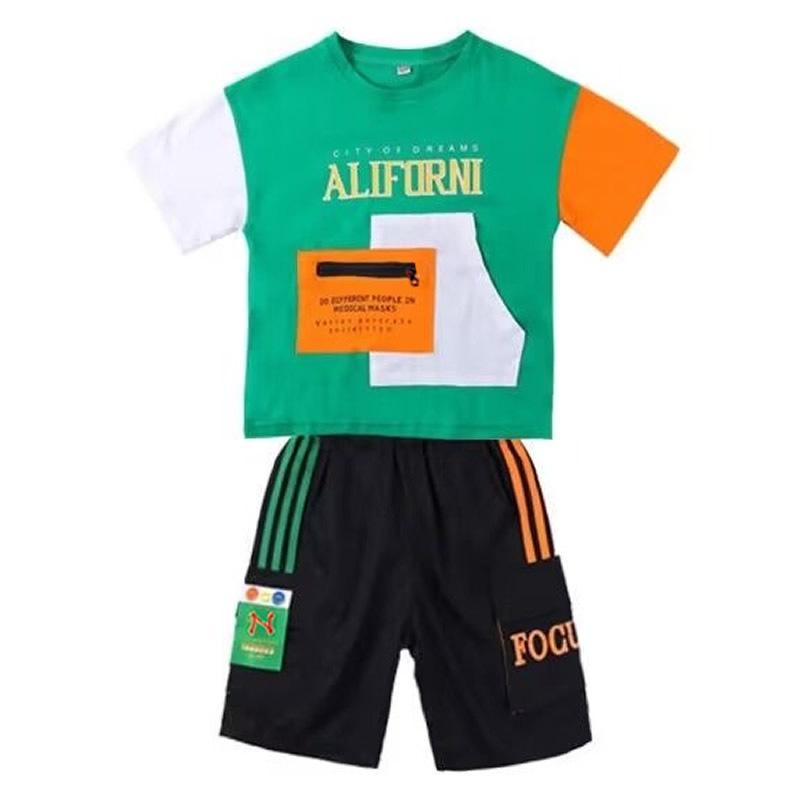 Teenager Boys Clothes Child Summer Casual Outfit Kids Tracksuit T Shirt + Shorts Pant 2 Pieces Set
