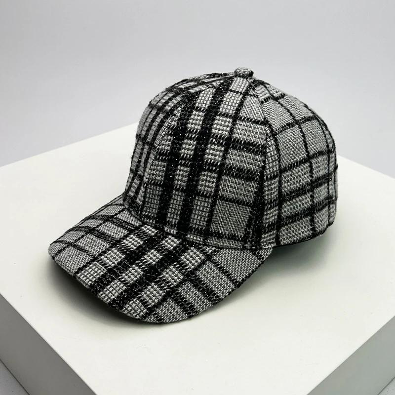 Baseball Purpose All Use Multi Cloth Woolen Warm Women  Men Her Him For Fresh Winter Autumn Fall Caps Cotton Fashion Casual Retro Check British