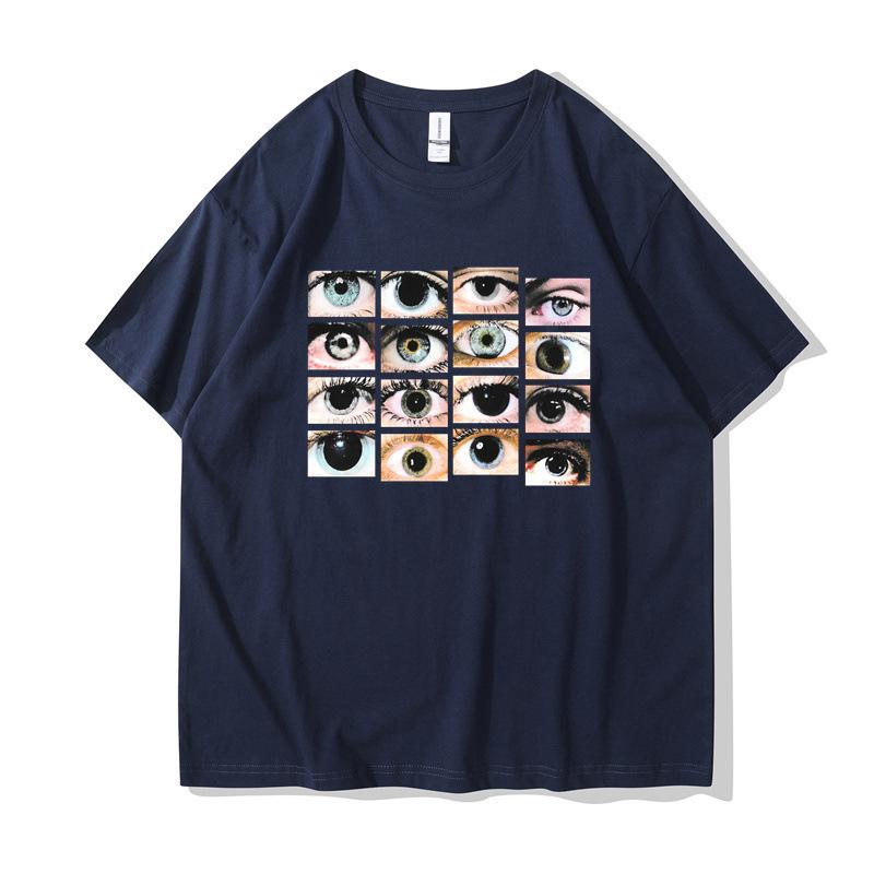 Augenmuster, personalisiertes Rundhals-T-Shirt im Harajuku-Stil, 2D-Druck, Unisex-T-Shirts für Herren und Damen
