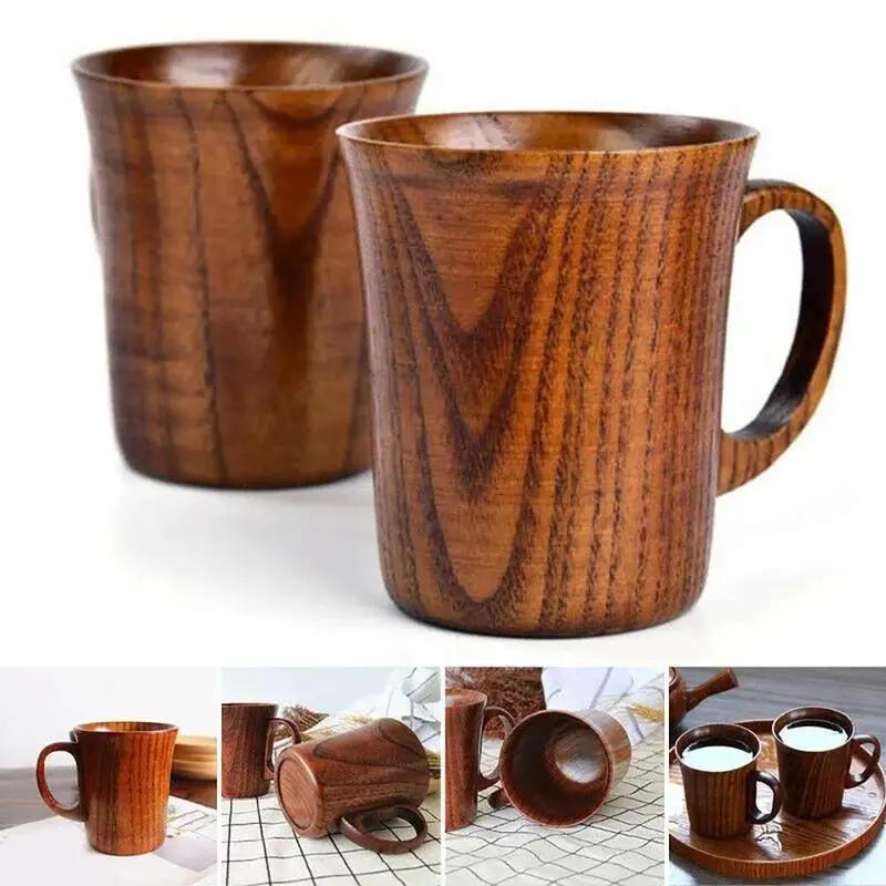 400ML New Simple Jujube Wood Cup Home Restaurant Office With Handle Mug High-end Handmade Coffee Cup Tea Cups Gift Drinkware