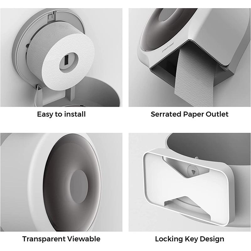 Wall Paper Towel Dispenser Tissue Dispenser Punch Free Roll Round Towel Dispenser for Toilet Bathroom Commercial