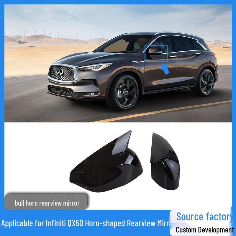 

Custom Horn-shaped Rearview Mirror Covers for Infiniti QX50/QX55 (2019-2024) Glossy Black