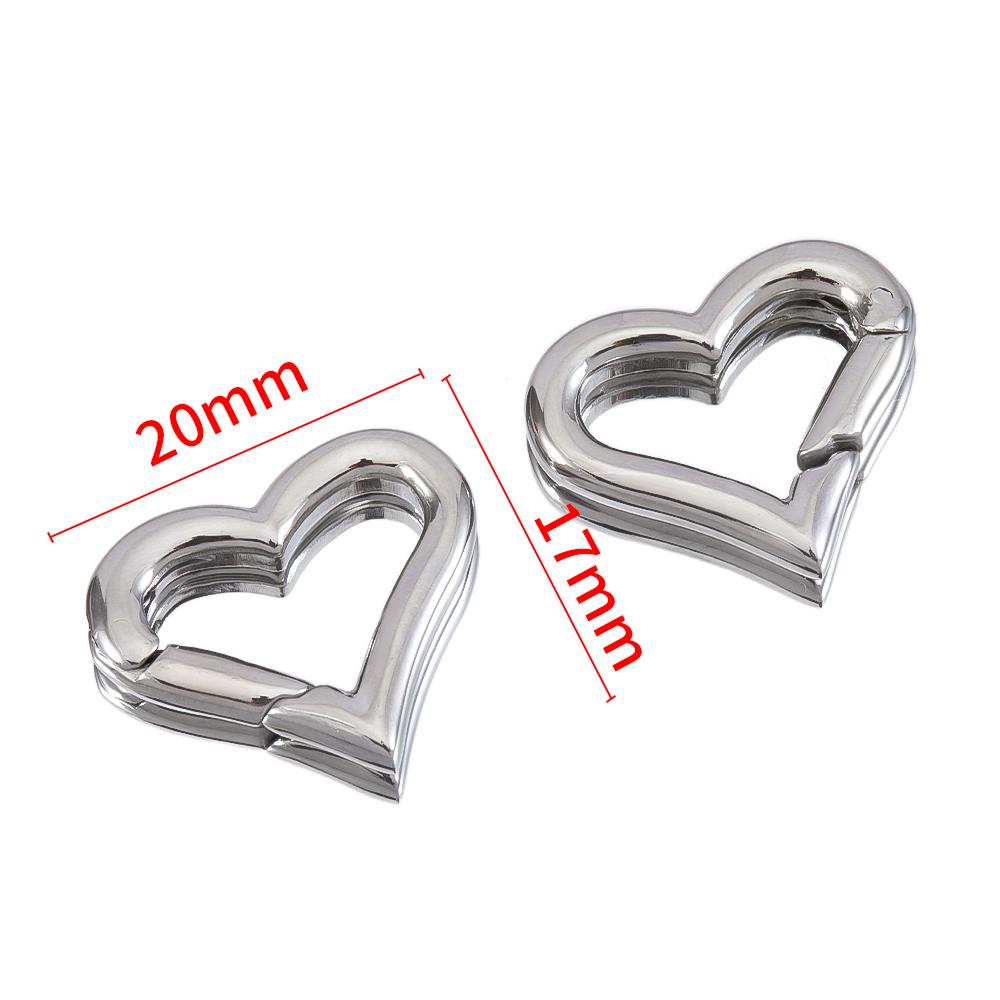 2pcs/1pc No Fade Stainless Steel Heart Spring Lobster Clasp Keychain Oval Clasps Keyring Carabiner Key Holder DIY Jewelry Making