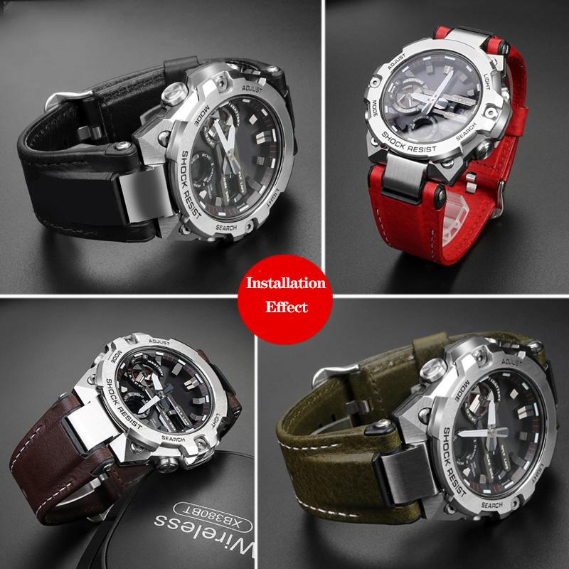 Nowy Pasek do Zegarka ze Skóry Naturalnej Casio Stalowe Serce Zegarek Seria GST-B400 GST-B400BD Zmieniony Pasek Nylonowa Bransoleta Sportowa Męski