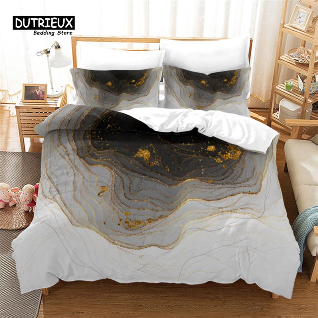 Vibrant Durable King Twin Full Queen Quilt Marble Geometric Abstract Art For Adults Kids Girls Bedroom Decor