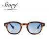 STORY Vintage Rivet Tortoiseshell Round Sunglasses Women Men  Brand Design Retro Yellow Blue Lens Square Sun Glasses S22728