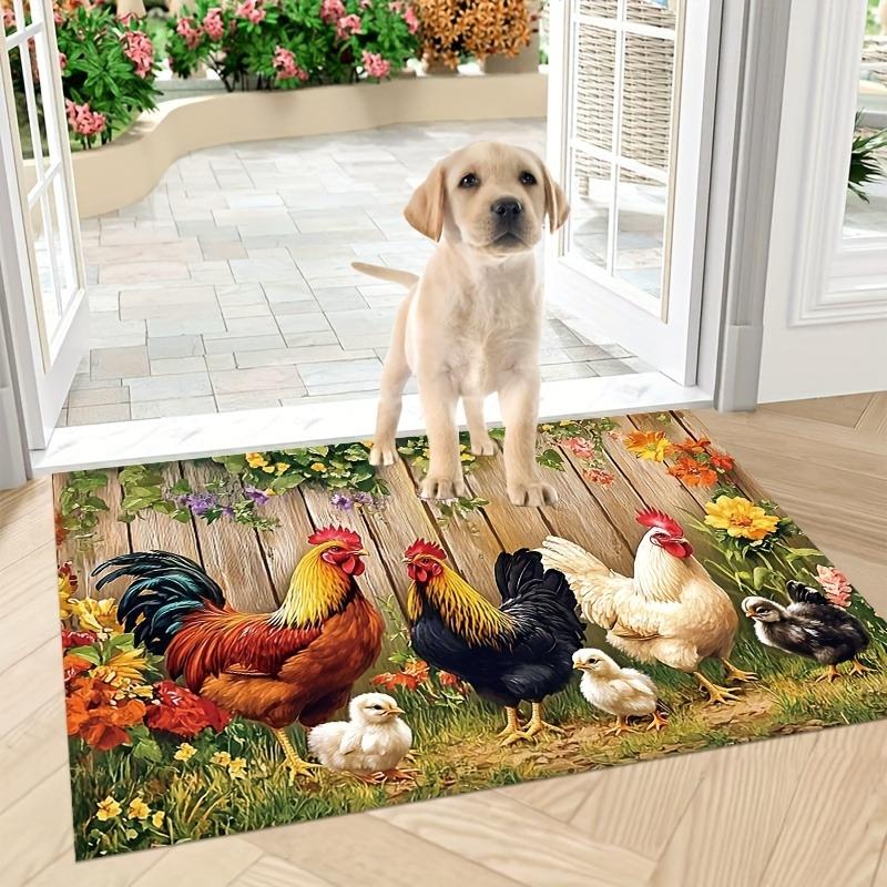 

C1P Chicken Pattern Kitchen Rug Non-Slip Door Mat Pop design Bathroom Rug Bath Mat Carpet for Home Sink Laundry Decoreeree 40cm x 60cm