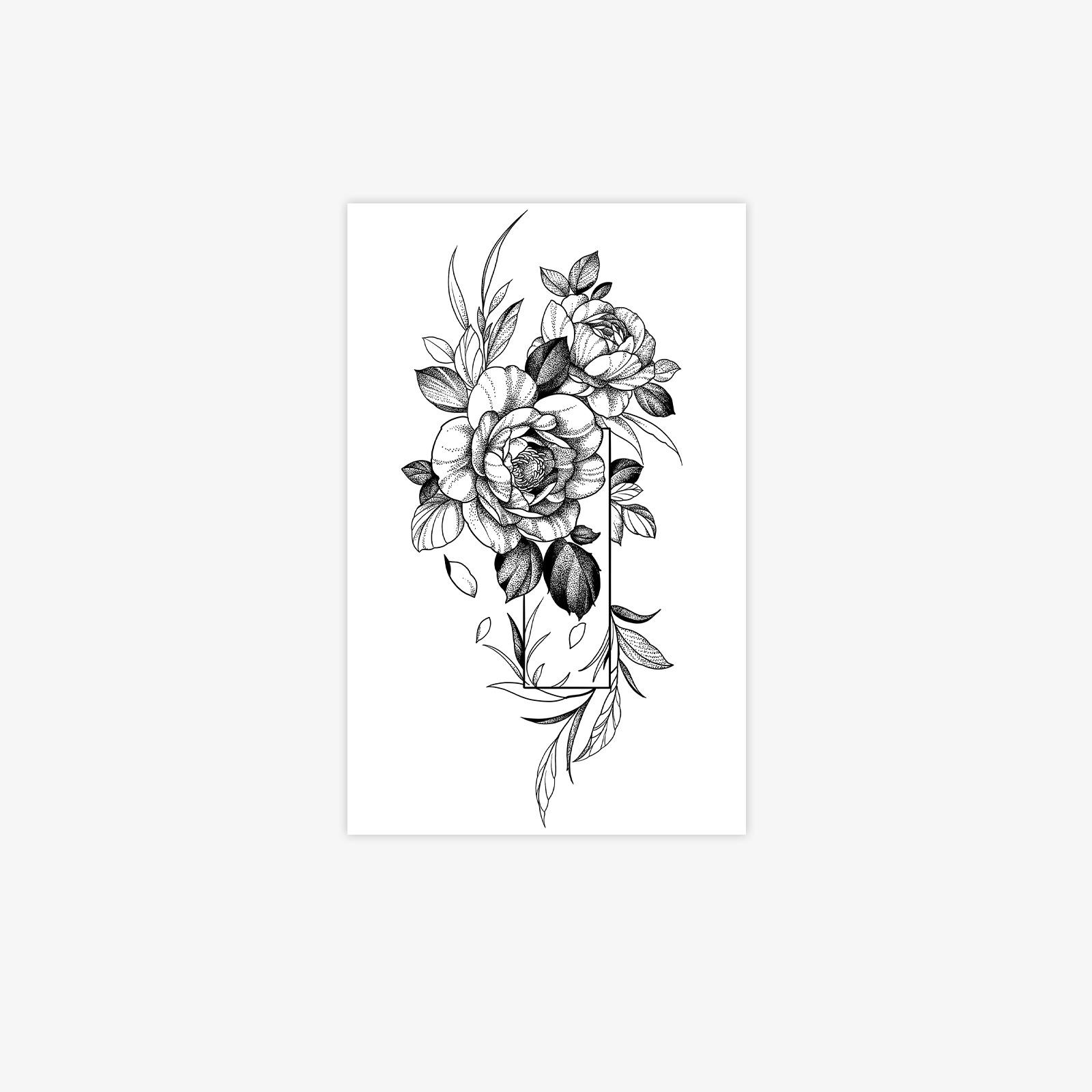 Arm Floral Geometric Tattoo Sticker Waterproof And Long-Lasting High-End Niche Domineering Men S Tattoo Sticker 12*19