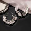 Popular Metal Flower Earrings for Women Temperament Fashion Light Luxury Hoop Earring Tide Daily Commute Party Accessories