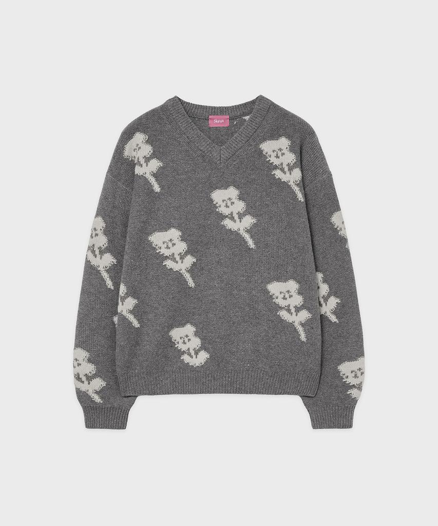 SINOON Sn Flower Loose Fit Knit (Grey)