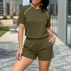 Women's Fashionable Loose-Fit Short-Sleeve Top + Shorts Casual Two-Piece Set