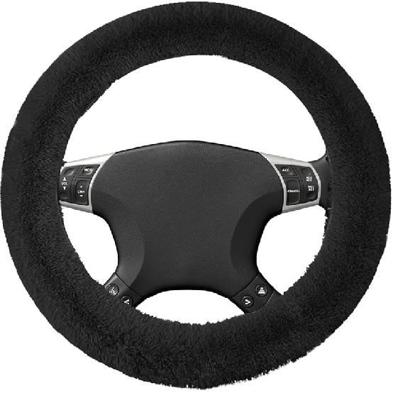 Wuyaoyao Fuzzy Car Steering Wheel Cover, 15'' Soft Auto Steering Wheel Protector For Warm Winter, Elastic Anti-Slip Fluffy Wheel Covers, Car