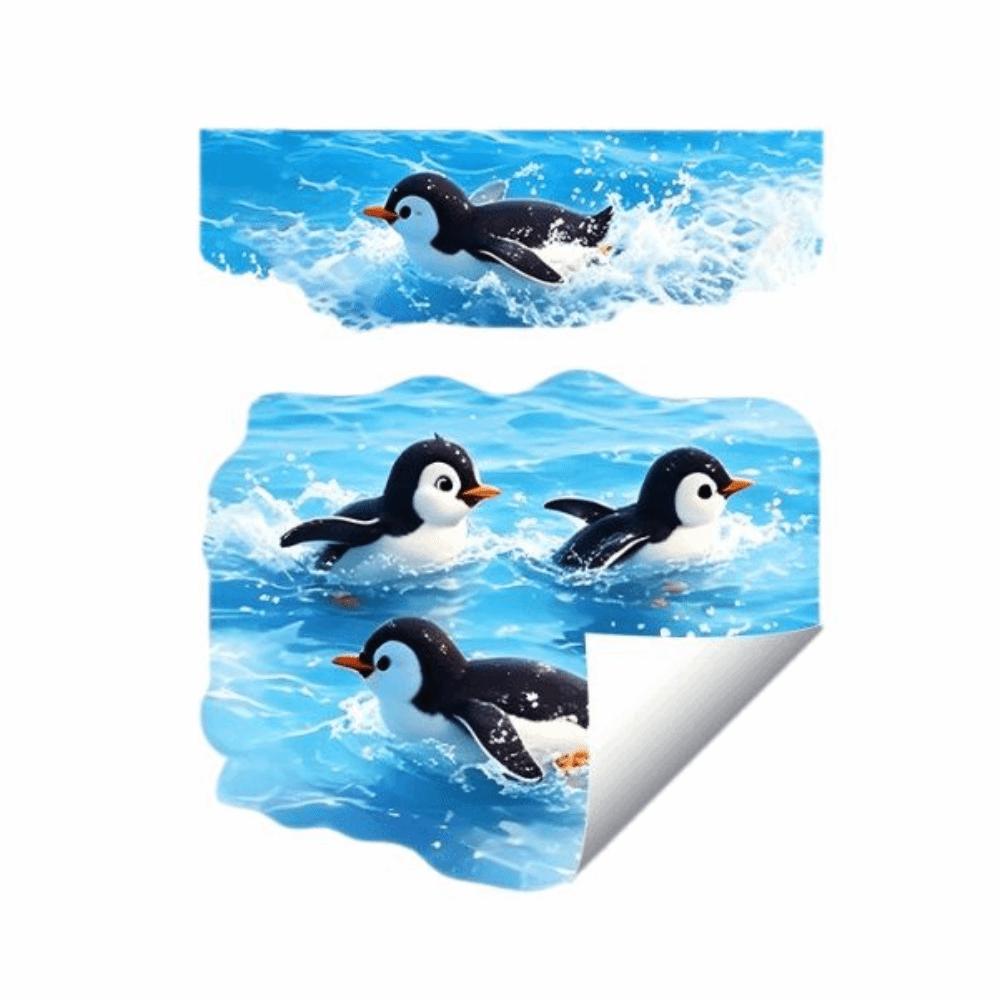 Cute Self-Adhesive Toilet Sticker Removable PVC Vinyl Penguin Sticker Waterproof Ocean Foam Theme Bathroom Decal Home Decor