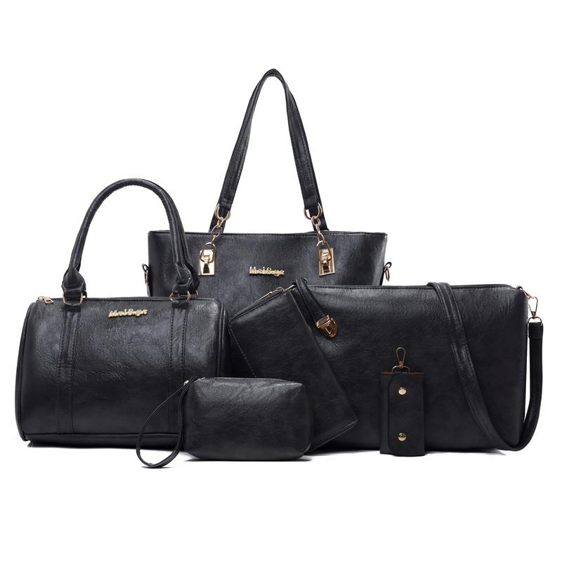 

Женская сумка-тренд из шести предметов, сумка для матери и ребенка, переносная сумка через плечо, сумка-мессенджер чёрный