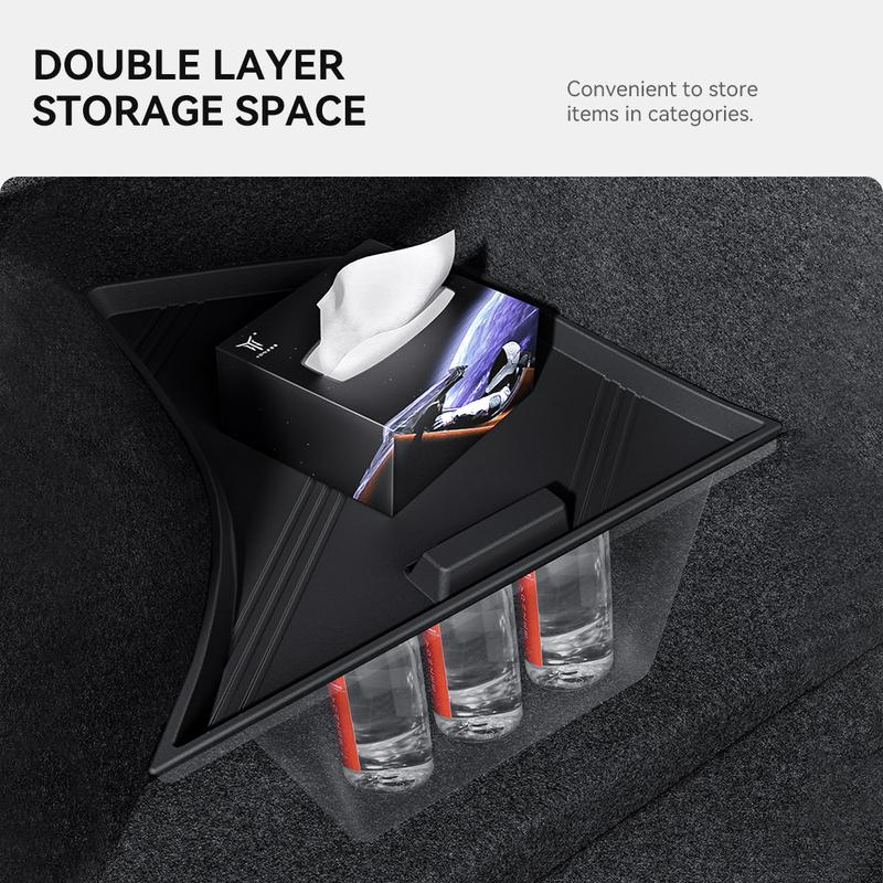 YZ For Tesla Model 3 highland 2024-2025 Rear Trunk Left Side Storage Box with Cover Tail Boot Partition Stowing Accessories