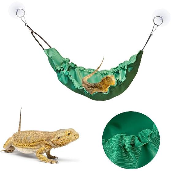 FineInno Reptology Lizard Hammock with Suction Cups Bearded Dragon Tank Accessories Reptile Lounger for Chameleon, Snakes, Lguana Reptiles, Geckos,