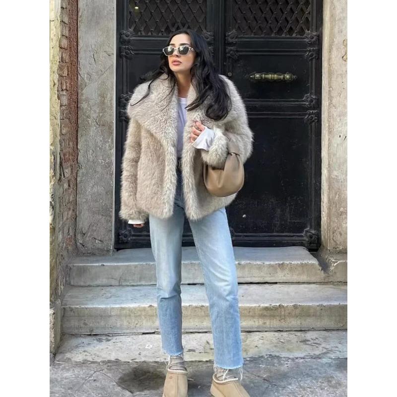 Kunstpelzmantel Plüschig Flauschig Damenjacke Frau Herbst Winter In Oberbekleidung Weiß Rot Grau Schwarz Wollmischungen Mäntel