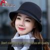 Wool Felt Women's Bucket Hat - British Retro Style, Elegant Striped Design for Outdoor Outings & Social Gatherings.