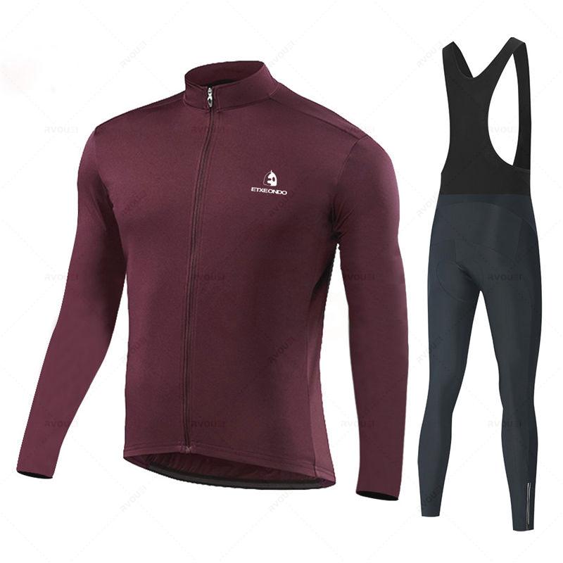 Autumn Cycling Suit Set  Pro Team Cycling Jersey 19D Bib Set MTB Uniform Bicycle Clothing Quick Dry Bike Clothes Mens Long Sleeves Wear