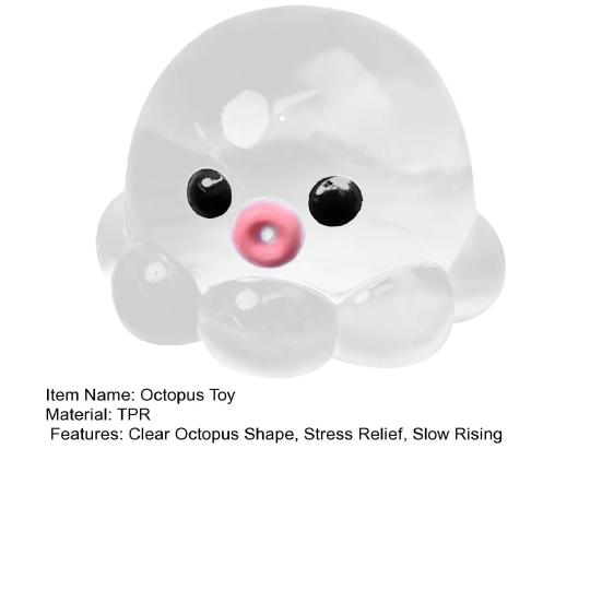 1/5Pcs Stress Relief Octopus Toy Slow Rising Bubble Popping Octopus Squeeze Toy Soft TPR Transparent Octopus Fidget Sensory Toy