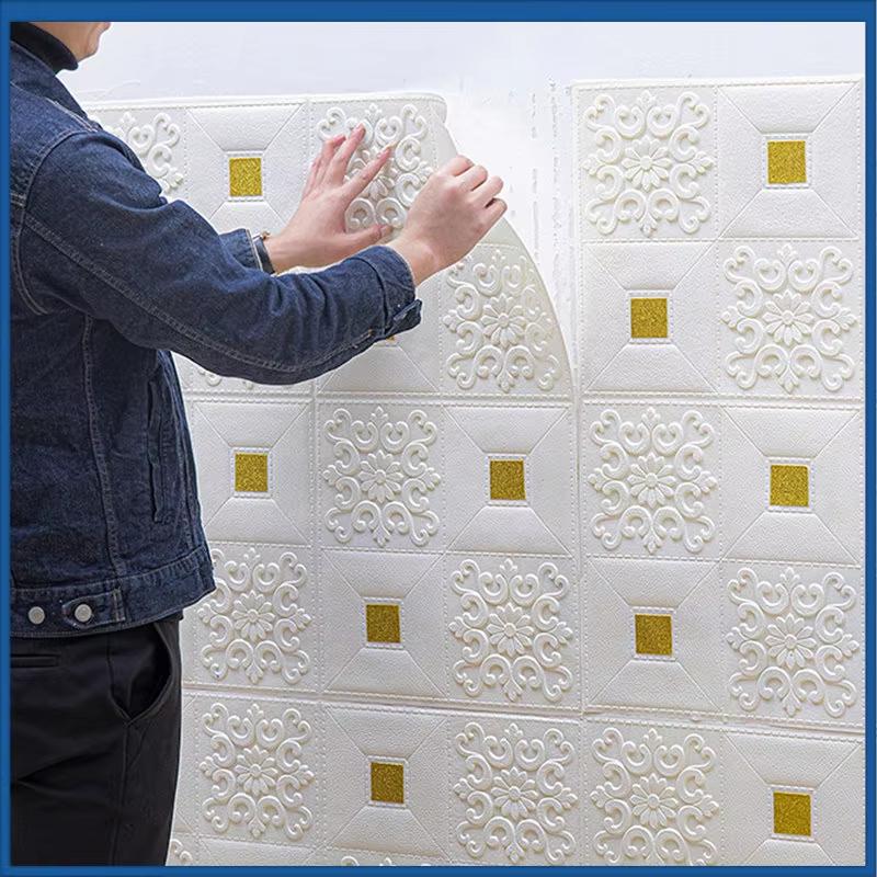 70cmx10m 3D Self-adhesive Wallpaper Cartoon Waterproof Wall Stickers DIY Children's Room Anti-collision Foam Wallpaper Decor