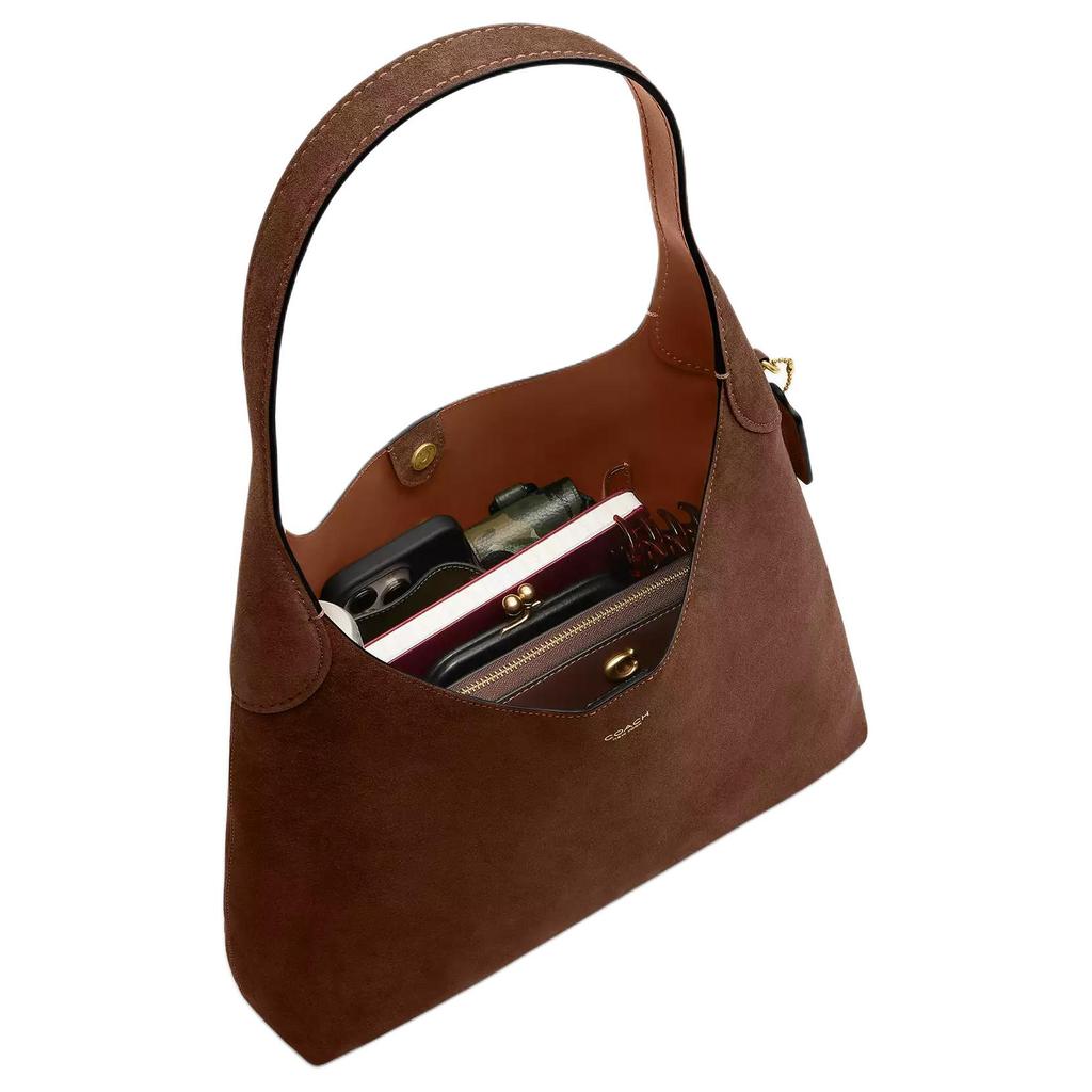 Coach Brooklyn 34 Gold Letter Embossed Leather Shoulder Bag Medium Women Shoulder Bag Warm-Brown CCU01-B4WBR