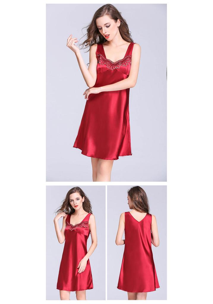 Ice Silk Lace Sleeveless Nightgown for Women - Sexy, Loose, Plus Size Pajamas