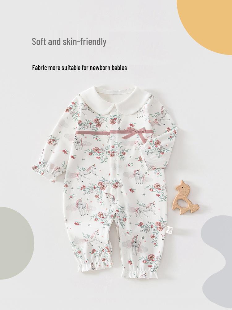 Spring & Autumn Princess Jumpsuit for Baby Girls - Pure Cotton, Class A, Sweet Outdoor Bodysuit