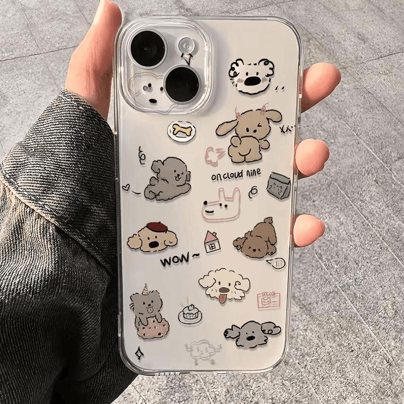 Puppy Party Phone Case for iPhone 12-16PROMAX: Full Coverage, Drop-Proof, Fun Soft Shell