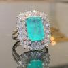 Huitan Blue-green Series Women's Rings for Engagement Wedding Brilliant Cubic Zirconia Gorgeous Ladies  Drop Shipping Hot