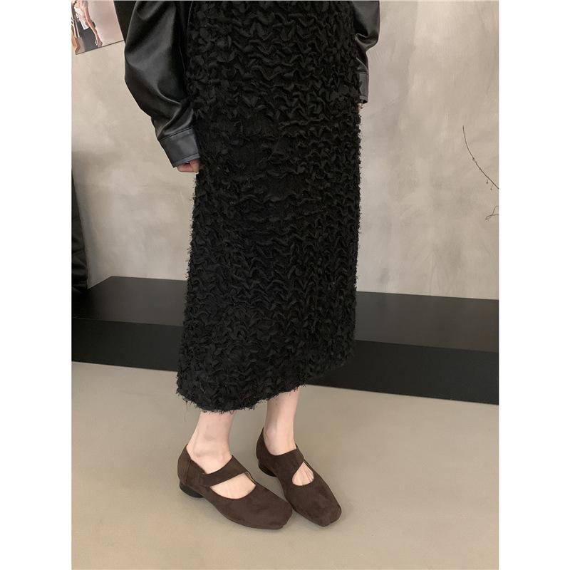 French retro square head light mouth thick heel single shoes women's spring and autumn new fairy casual word with Mary Jane small leather shoes