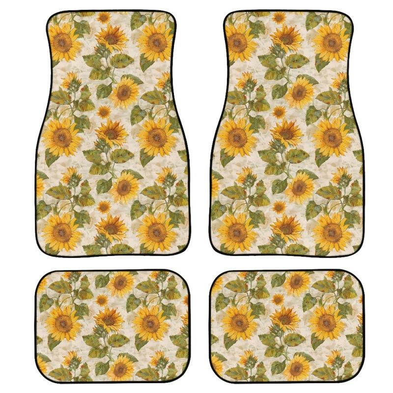 New Car Floor Mat Dustproof And Dirt-Resistant Four-Piece Floor Mat Sunflower