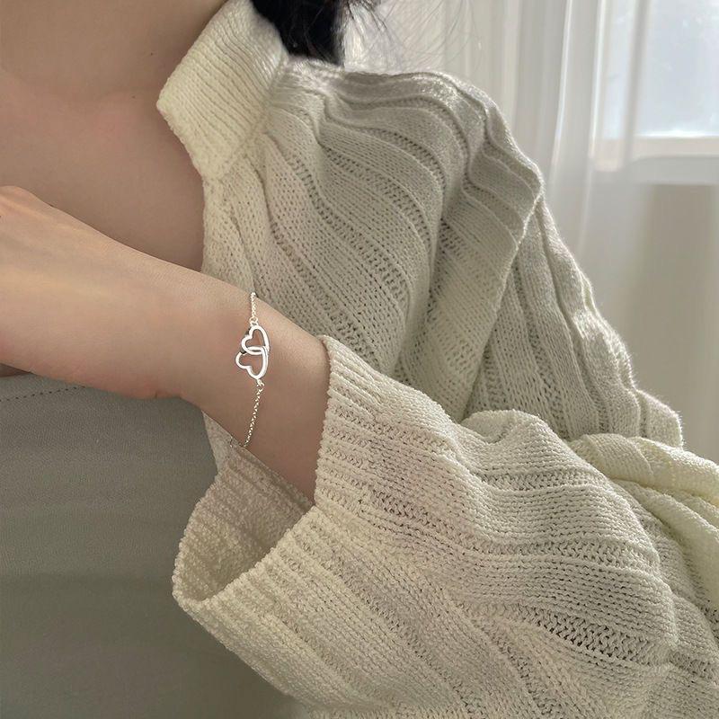 Same Style Heart-to-Heart Simple Hollow Fashion Niche Design Female Student Gentle Temperament Best Friend Bracelet
