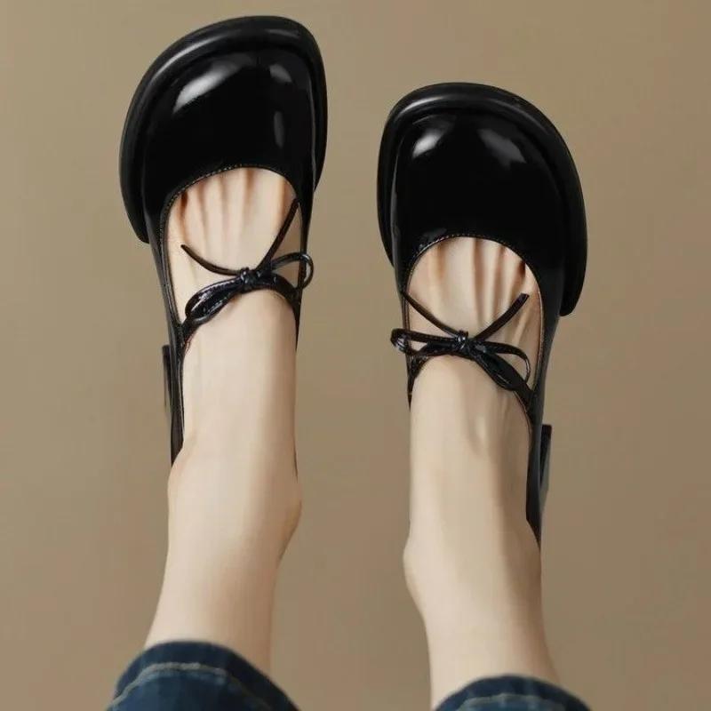 Red Heels  2024 Spring New Round Toe  Pumps Comfortable Chunky Heel  Jane Shoes Simple Elegant Lady Formal