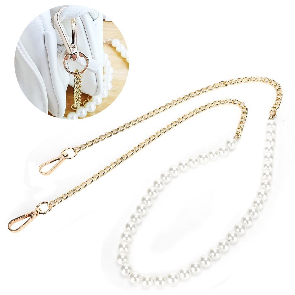 1pcs Metal Buckle Bag Strap Replacement Alloy Lobster Claw Clasps Imitation Pearl Chain For Handbag