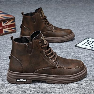 Stivali da Uomo Moda Stivaletti da Uomo in Pelle Autunno Outdoor Platform Trekking Designer Lusso Casual Stivale Alto Botas Maschile