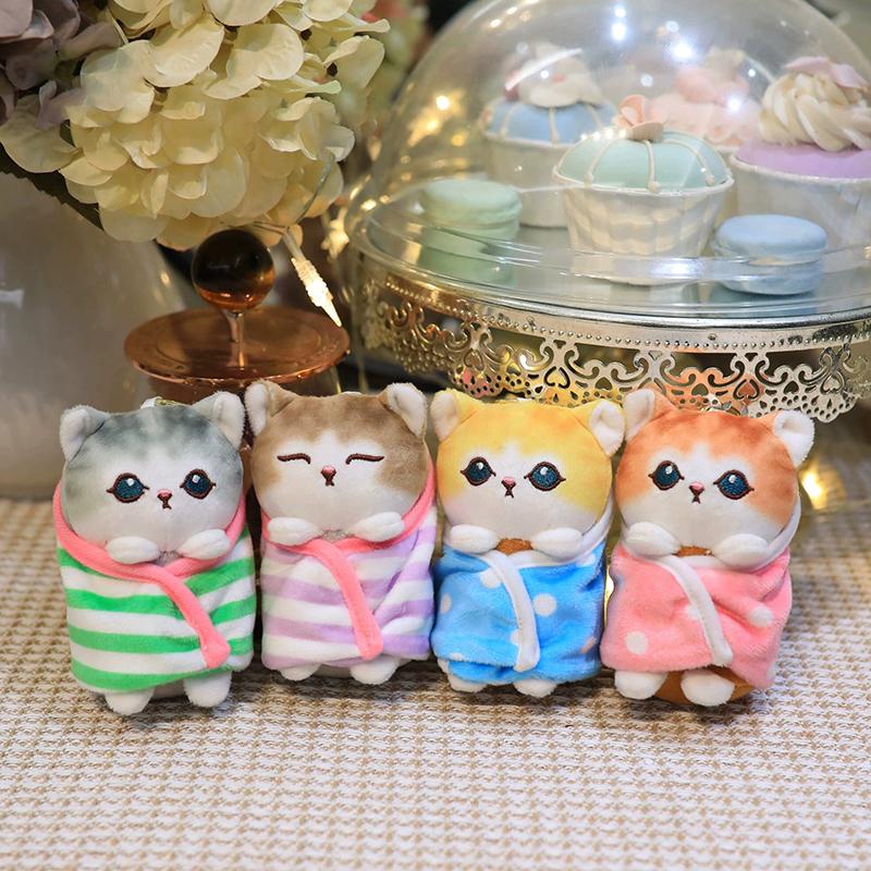 

Mofusand Cat Blessing Shark Cat Wrapped Quilt Plush Pendant Girl Heart Gift Keychain Bag Charm разноцветный