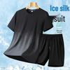 Unisex Oversized Ice Silk Quick-Dry Round Neck T-Shirt & Shorts Set for Plus Size - Summer 2025 Edition